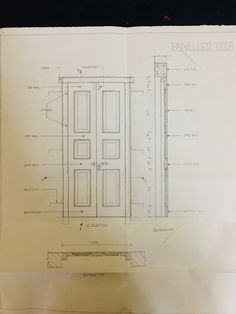 an architectural drawing of a door with measurements