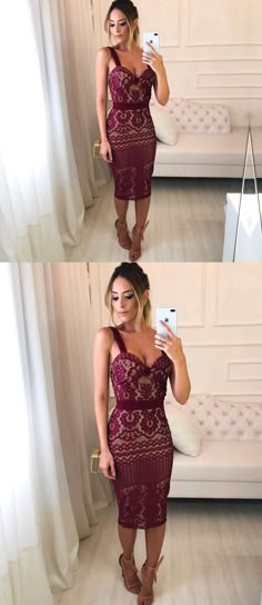 Burgundy Lace Sheath Tight Knee Length Homecoming Dresses This homecoming dress could be custom made, there are no extra cost to do custom size and color.Description of homecoming dress1, Material:lace 2, Color: picture color or other colors, there are 126 colors are available, please contact us for more colors, please ask for fabric swatch by this link: https://www.alinebridal.com/collections/extra-cost/products/fabric-swatch-fabric-sample, total cost is $20.003, Size: standard size or custom s Knee Length Cocktail Dress, Homecoming Dresses Short Tight, Gold Bridesmaid Dresses, Prom Designs, Cheap Bridesmaid Dresses, Burgundy Lace, Lace Homecoming Dresses, Homecoming Dresses Short