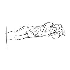 a black and white drawing of a person laying on their back