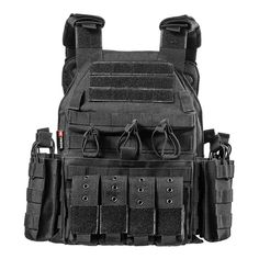 a black vest with multiple compartments on it