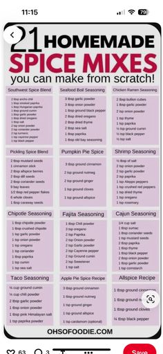 Spice Pairing Chart, Spice List, Seafood Boil Seasoning, Chicken Seasoning Recipes, Ramen Seasoning, Hungarian Paprika, List Of Spices, Homemade Spice Mix, Homemade Spices