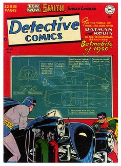 an old comic book cover with batman and the batmobile