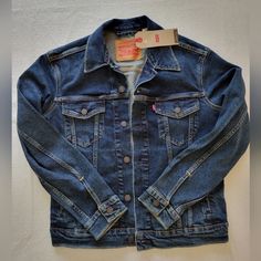 Levi's Blue Regular Fit Stretch Denim Trucker Jacket Men's Sz Small. New Reasonable Offers Are Welcomed Thru The Offer Button. New To Posh?? Sign Up With My Code Sturge40 And Get $10. Levis Trucker Jacket Men, 501 Outfit, Trucker Jacket Men, Gents Kurta Design, Gents Kurta, Levis Jacket, Levi’s 501, Concept Clothing, Levis Men