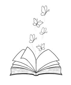 an open book with butterflies flying out of it