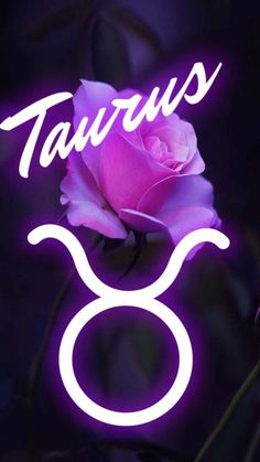 a purple rose with the zodiac sign taurus on it