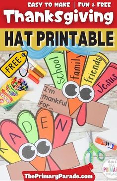 free turkey hat craft for thanksgiving Thankful Crafts Preschool, Turkey Hat Craft, Preschool Name Crafts, Thankful Activities, December Ideas, Thanksgiving Hat