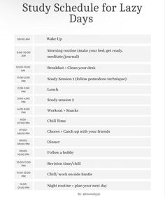 the student schedule for lazy days is shown in this screenshoter's image