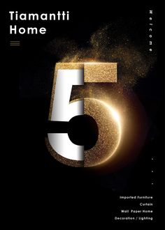 the front cover of a book with gold glitter on it and an image of a number five