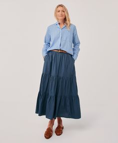 Women’s The Sunset Tiered Skirt made with Organic Cotton | Pact Sunset Light, Tier Skirt, Tiered Skirt, The Sunset, Personal Marketing, Summer Looks, Fair Trade, Organic Cotton, Style Inspiration