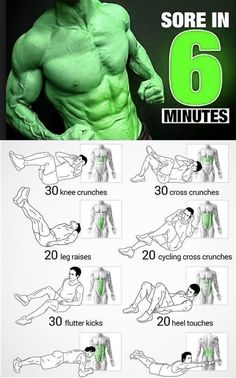 an info sheet shows how to do the six minute absorption workout for men