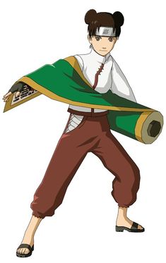 an anime character holding a rolled up piece of paper