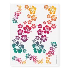 the hawaiian flower sticker is multicolored