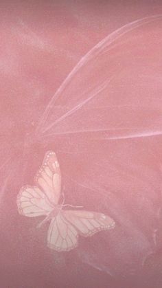 a white butterfly sitting on top of a pink sheet