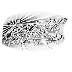 an old school style tattoo design with the word faith written in cursive writing