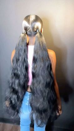 Two Pom Pom Hairstyle Black Women, Hairstyles Fake Hair, Tracks Hairstyles, Back To School Hairstyles Black Teens, Two Ponytails With Weave, Easy Hairstyles With Weave, Small Kids Desk, 2 Ponytails, Two Ponytail Hairstyles