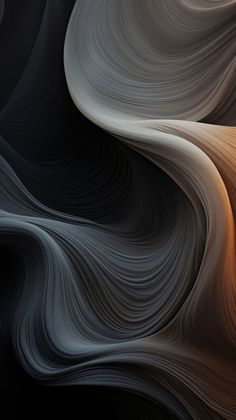 an abstract black and white background with wavy lines in the center, as well as orange light