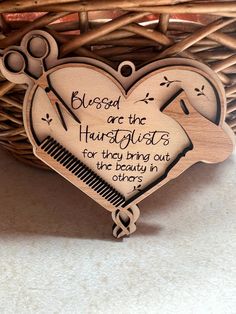 a wooden plaque that says, blessed are the hair stylists for they bring out the beauty in others