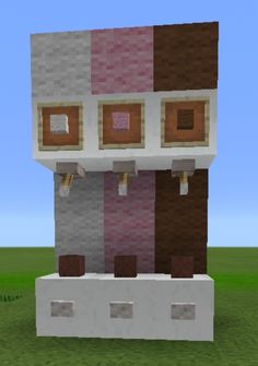 an image of a house made out of blocks in the minecraft style with pink and brown walls