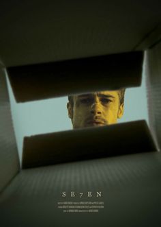 the poster for seven shows a man looking out from an open window with his eyes closed