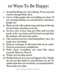 a sign that says 10 ways to be happy