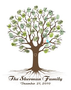 a family tree with the names of people and their families on it, including two hearts