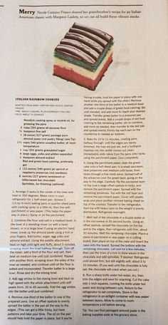 an article in a magazine about chocolate and other desserts with information on the page