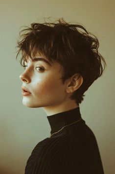 Pretty Pixie Haircut, Short Boy Haircut For Woman, Short Haircut Women Straight Hair, Bandanna Hairstyles Short Hair, Pixie Cut Long Face, Short Fem Haircuts, Short Boyish Haircuts For Women, Queer Pixie Cut, Androgynous Pixie Cut