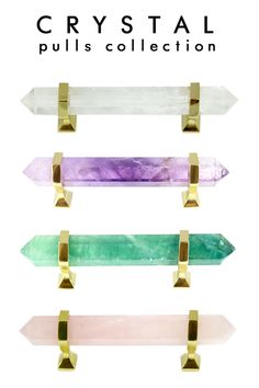 the crystal pull collection is shown in four different colors