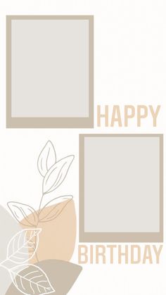 an image of a happy birthday card with flowers and leaves on the bottom right corner