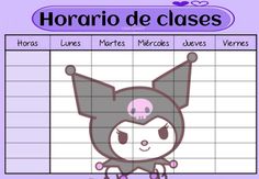 an image of a cartoon character with the words horario de classes on it