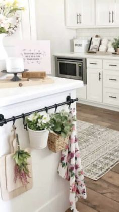 the kitchen is clean and ready to be used as a place for potted plants