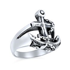 Anchor down that nautical look with our super cute anchor ring. This sterling silver jewelry has a solid feel and 3mm band for easy wearing, and the face of our nautical ring has an anchor in the center with detailed ropes that extend down to the band. Perfect as summer or beach jewelry, our anchor and rope ring is easy to pair with those striped shirts and navy shorts that everyone loves to wear when the weather gets warm. Get some anchor jewelry today and get ready for summer. Bling Jewelry Ou Anchor Ring, Anchor Rings, Anchor Jewelry, Rope Ring, Striped Shirts, Rope Rings, Sea Ocean, Navy Shorts, Ring Fit