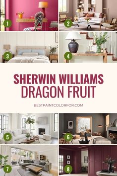 Ready to go bold? Sherwin Williams Dragon Fruit is an eye-catching shade of pink that can bring life to any room! Explore ways to style and pair this vibrant color in your home decor. #InteriorStyle #PinkDecor #PaintReview #DragonFruitColor Benjamin Moore White, Green Paint Colors, Warm Undertone, Pink Decor