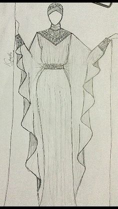 a drawing of a woman in a long dress