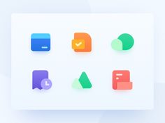 the icons are arranged on top of each other in different shapes and sizes, including rounded ones