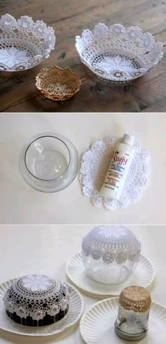 lace doily is used to make decorative dishes