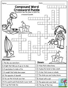 the crossword puzzle worksheet for children