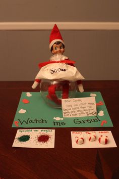 an elf is sitting on top of a glass bowl with candy in it and the words watch me groub