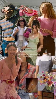 the collage shows women in different outfits