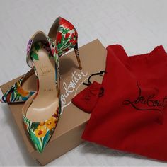 These Shoes Are Nicely Stored Inside The Christian Louboutin Shoe Box. Only Worn Twice. They Are Absolutely Stunning. Christian Louboutin Iriza, Louboutin Shoes, Christian Louboutin Shoes, Shoe Box, Silk Printing, Shoes Women Heels, Christian Louboutin, Limited Time, Shoes Heels