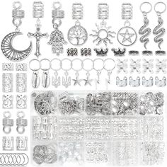 PRICES MAY VARY. High Quality Material:186PCS Viking Beads Hair Tube Jewelry for braid charms are made of alloy with plated technique, that light weight and not easy to be broken or faded.Our vintage silver braid accessories can bring you a variety of wearing experiences and make you look more eye-catching in the crowds. Best Choice for Hair Braid Decoration: Vikings Hair Jewelry Norse Runes Tube Beads that package includes 186Pcs.Which can adjust the braiding beads according to your hair volume Silver Viking Jewelry For Fantasy Events, Handmade Viking Style Adjustable Jewelry, Viking Jewelry Women Norse Spirit, Jewelry For Braids, Vikings Hair, Locs Jewelry, Braid Charms, Tube Jewelry, Norse Hair Beads