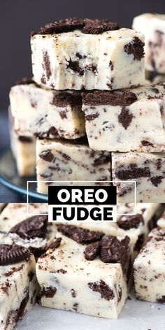 oreo fudge dessert bars stacked on top of each other