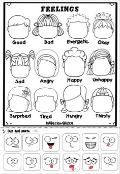 the feelings worksheet for kids to learn how to tell them what they are