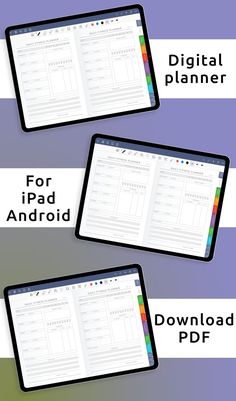 three screens showing the different features of an ipad