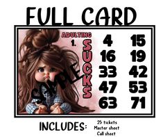 Full card bingo holds Digital PDF file 1-75 ball Includes 25 tickets Master sheet Call sheet Card Bingo, Bingo, Hold On, Beauty Book, Digital Prints, Music Clothes