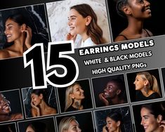 the cover of 15 earrings models white and black models high quality pngs