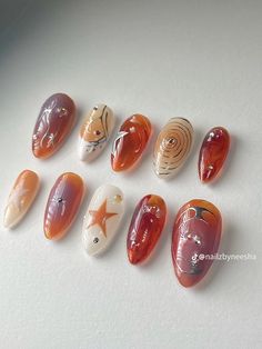 Grow Long Nails, Nails Orange, Aura Nails, Orange Nail Designs, Summer Gel Nails, Makeup Nails Art, Cute Simple Nails, Patterns Wallpaper