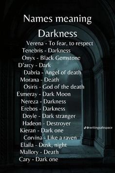 names meaning darkness in english and spanish