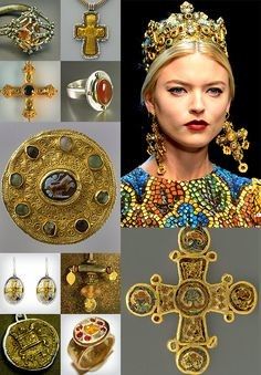 Byzantine Costume, Crucifix Art, Imperiul Roman, Byzantine Gold, Byzantine Jewelry, Early Middle Ages, Byzantine Empire, Historical Jewellery