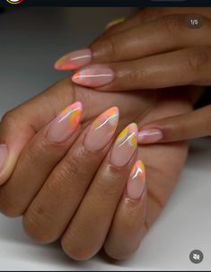 Simple Nail Ideas Almond Shape Summer, French Nails Stiletto, Nail Collage, Yellow French Tips, Feminine Fatale, Nail Options, Fresh Nails, Have A Blessed Week, Yellow French